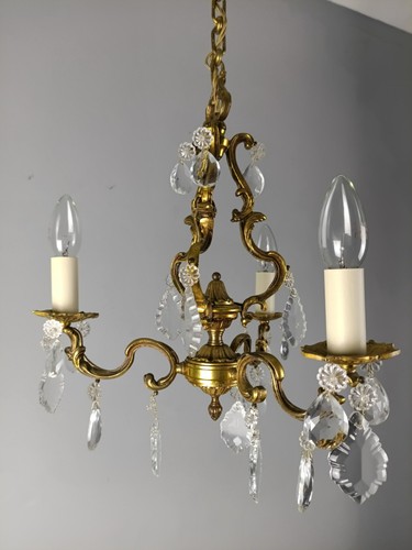 French gilt brass crystal - gilt,
