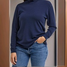Ladies Navy Blue Silk Cashmere