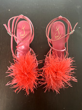 Sam Eldelman cute pink feather satin diamonte 'Layton' heels UK6.5/EUR40/US9