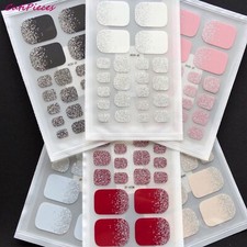 Nail Art Ombre Full Glitter Toe Nail Wraps Full Cover Polish Foot Toes Stickers