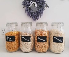 Custom storage glass jars clip lid blackboard chalk label airtight extra large