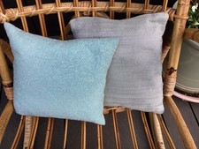 House of Fraser two accent cushions 30x30cm 1 beaded mint blue 1 woven silver