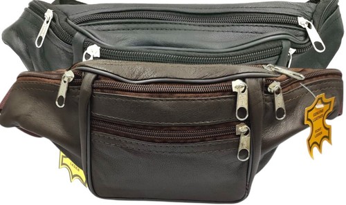 Brown black leather hip - brown,