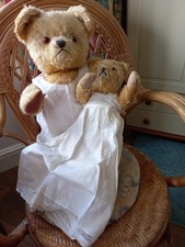 A Lovely Large 1950's Mohair Vintage Teddy with her Antique Baby Teddy