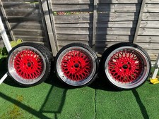 BBS RS STYLE 18 " INCH RED WITH DEEP DISH POLISHED LIP 8.5J/9.5J 5X112 - ONLY 3