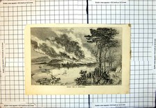 Old Print Recent Fire Christiania Buildings Destruction Boats Offshore 1858 102J