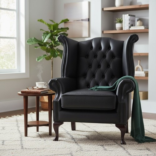 Armchair black italian - black,