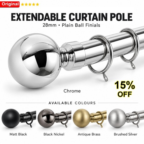 Extendable metal curtain pole - extendable,