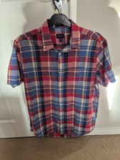 Gant Short Sleeve Red/ White/ Blue Check Men's Shirt - Size Large