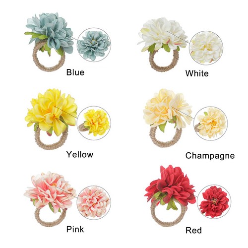 Champagne floral napkin ring - champagne,