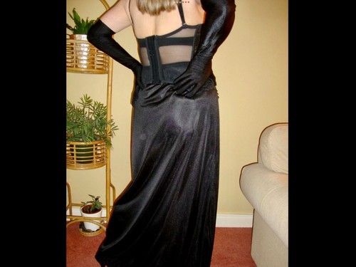 Black silky with lace trimmed - black,