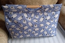 Knitting Bag Wool / Yarn / Craft Storage Bag / Blue Sheep Design, Fully lined