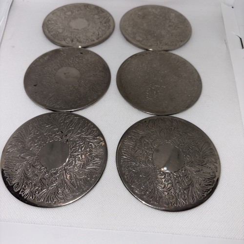 Vtg silver plated coasters set - silver,