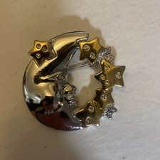 Silver Moon With Gold Stars