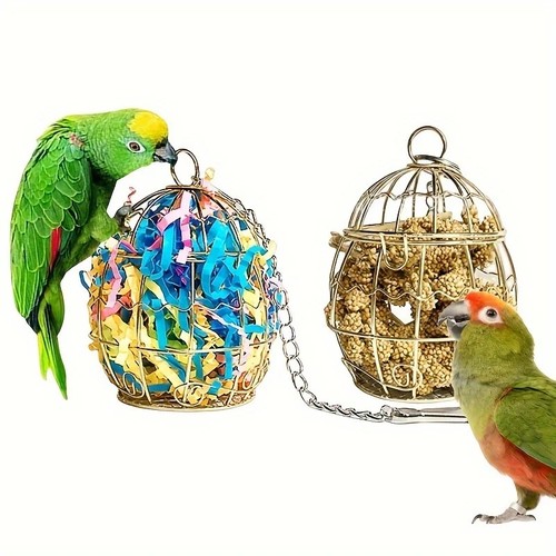 Metal cage bird - metal, foraging