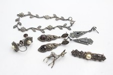 Sterling Silver Marcasite Jewellery Simulated Pearl Vintage Deer x 6 (25g)