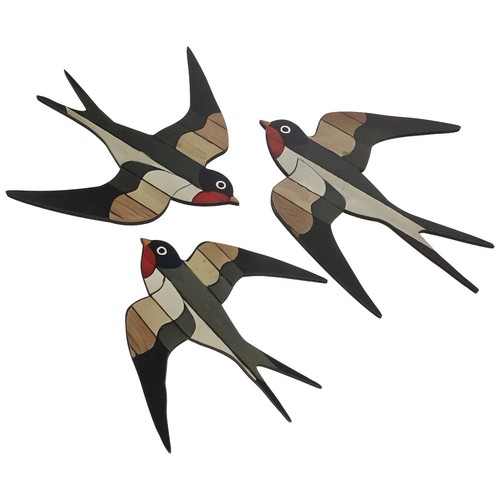 3pcs wooden bird wall decor - wooden,
