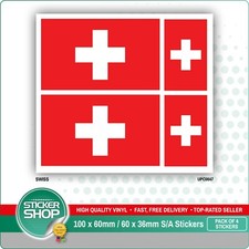 4 x SWISS / SWITZERLAND FLAG VINYL CAR VAN IPAD LAPTOP STICKER