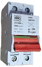 MK LN5500S / LN 5500S AC22A 100 Amp Dual Pole Isolator - BS60947-3- C/W 1no Clip