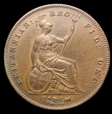 1858 One Penny, near UNC grade