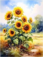 Tile Mural Sunny Meadow Sunflowers Kitchen Shower Wall Backsplash Marble Ceramic