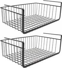 2pc Large Heavy Duty Under Shelf Storage Basket Rack Kitchen Cupboard Organiser