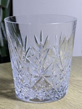 Crystal large crystal whisky tumblers 3 5/8" hand cut Thistle hatch excellent 