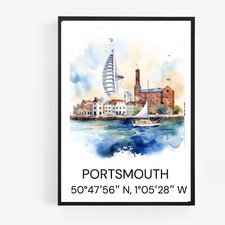 Portsmouth map print poster - map,