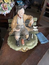 Capodimonte Bruno Merli Figurine Good Hearted Tramp On Bench - Height 23cm - VGC