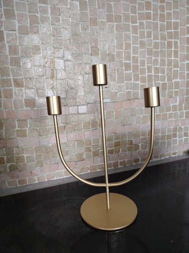 Golden metal candle sticks - candle,