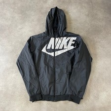 Nike Windrunner Jacket Mens Medium Y2K Full Zip Hooded Windbreaker, Black White