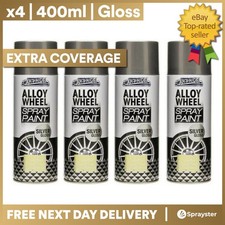 4 x 400ml 151 Car Pride Alloy Wheel Spray Paint Silver Gloss Removes Scratches