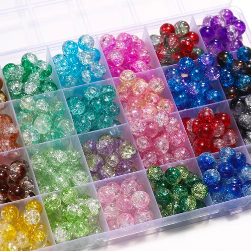 100x glass crackle beads - glass,