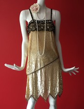 Vintage Style 1920s RIVER ISLAND Flapper Sequin Gatsby Party Dress Size 8