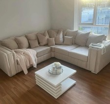 Cream Plush Corner Sofa Layla