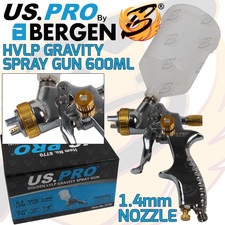 US PRO Gravity Feed HVLP Spray Gun 1.4MM Nozzle 600ml Cup Primer Paint Sprayer