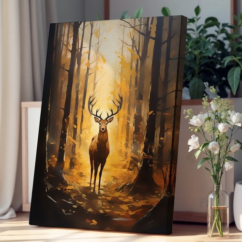 Stag forest modern - forest, canvas
