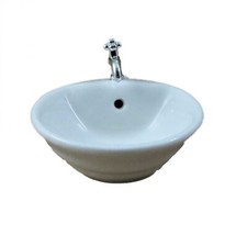 Dolls House Small Round Porcelain Sink Basin Miniature 1:12 Bathroom Furniture 