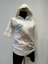 Punky Fish Short Sleeve Zip Up Hoodie Small White With Coloured Graphics