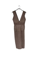Herve Leger Sleeveless Martina Bodycon Bandage Dress in Gravel (Taupe), Sz S