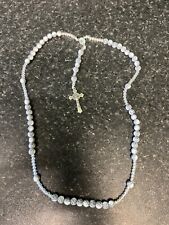 Blue wooden rosary - Our Lady beads - St Benedict cross (handmade)