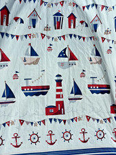 Seaside boats lighthouse beach huts - Nautical fabric - Large Single curtain