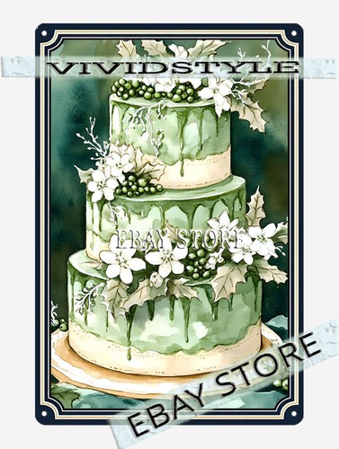 Christmas cake metal tin sign - tin,