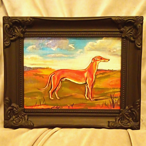 Greyhound dog hand painted - hand, uk