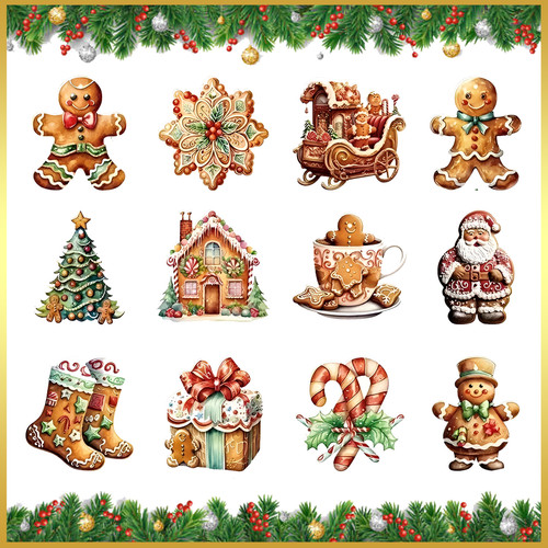 12pcs wooden gingerbread - 12pcs,