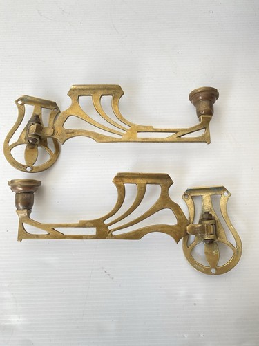 Pair antique brass piano - antique,