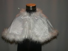 Flower Girl Christening 1st Holy Communion Party Satin Cape White Shrug 3-4 7-8