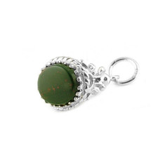 STERLING SILVER & BLOODSTONE FOB CHARM  