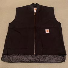 Carhartt Gilet Waistcoat Vest Lined Size M Medium New Black Cotton Canvas Zip