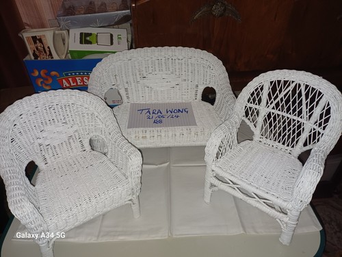 Small white wicker doll - small,